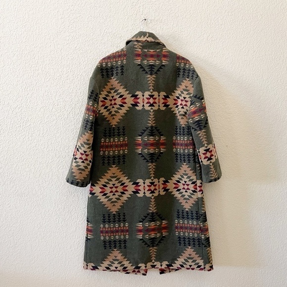 Driftwood Coat Rowan Jacket Long Aztec Western Teepee Boho Green Small - Picture 5 of 14
